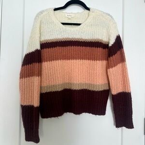 Bohme soft & cozy striped color block sweater Like new Size small Cream & Pink